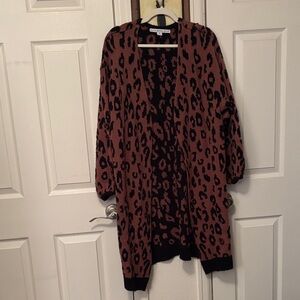 HYFVE Animal Print Cardigan in Brown and Black